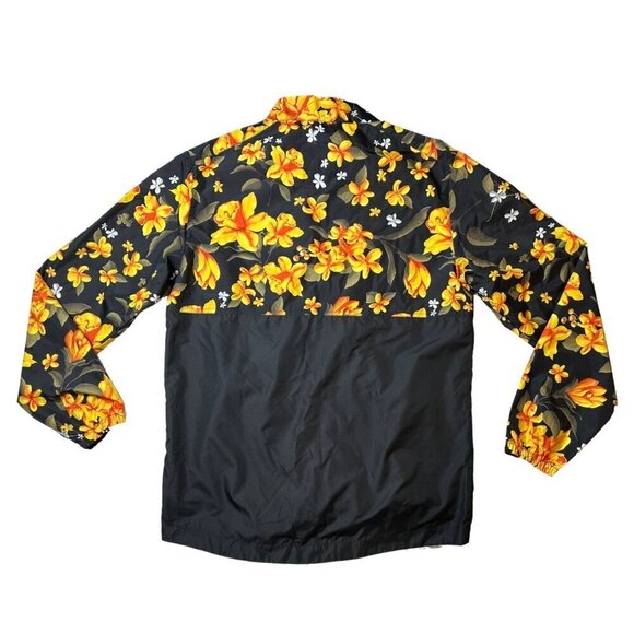 Neff Long Sleeve Black & Tropical Floral Print Zip Front Windbreaker Large - Picture 2 of 6